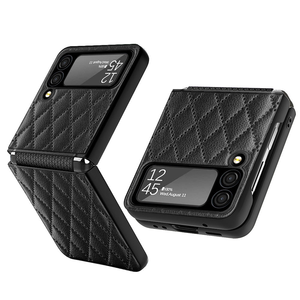 Suitable For Samsung Z Flip3 Mobile Phone Shell Creative Shell Film Element Leather Z Flip3 Folding Protective Cover