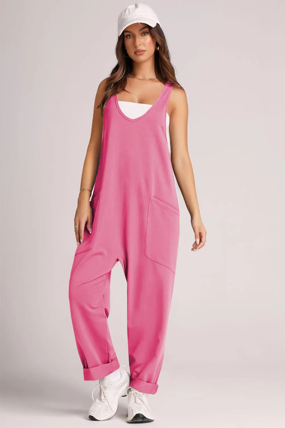 V-Neck Wide Strap Overalls