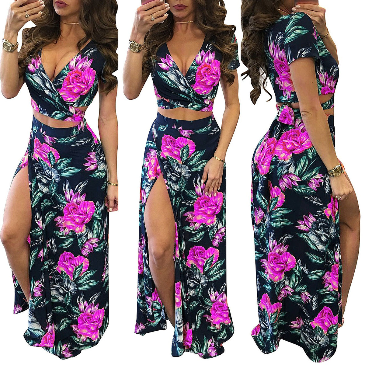 Classic Floral Hot Sale Dress Two Piece Set