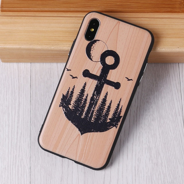 Imitative Wood Cover For 6 7 7Plus 8 8Plus X XS Max 3D Relief Elephone Vintage Style Phone Cases Cover Capa Fundas