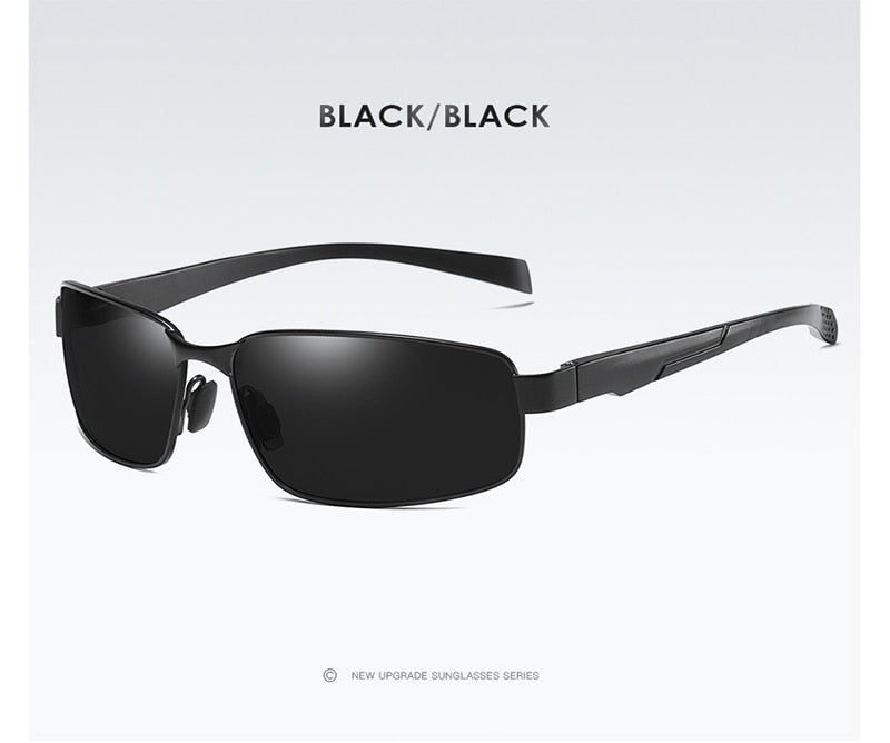 Aluminum Sunglasses Men Outdoor Sports Driving Polarized Sun Glasses UV400 Anti-UV Male Rectangle With Anti-skid Belt