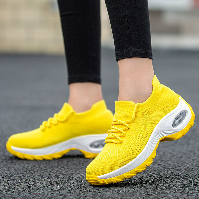 Flying Woven Wedges Casual Shoes Women High Heel Sneakers Women Platform Shoes Zapatilla De Mujer Outdoor Walking Shoes