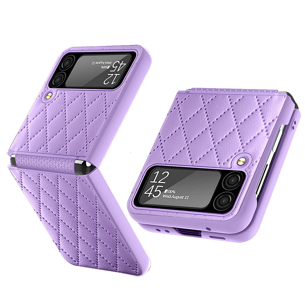 Suitable For Samsung Z Flip3 Mobile Phone Shell Creative Shell Film Element Leather Z Flip3 Folding Protective Cover