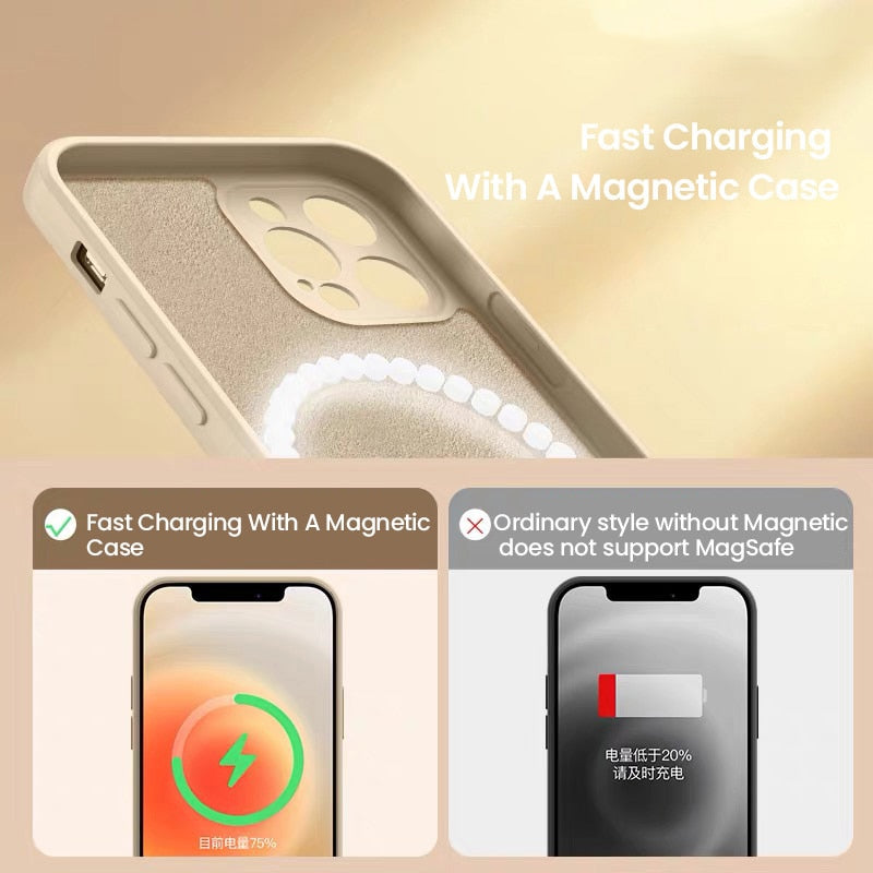 Liquid Silicone Magnetic Case for iPhone 12 Pro Max 11Pro X Xs Xr 7 8 Plus 12 Mini Wireless Charger Magsafing Magnet Back Cover