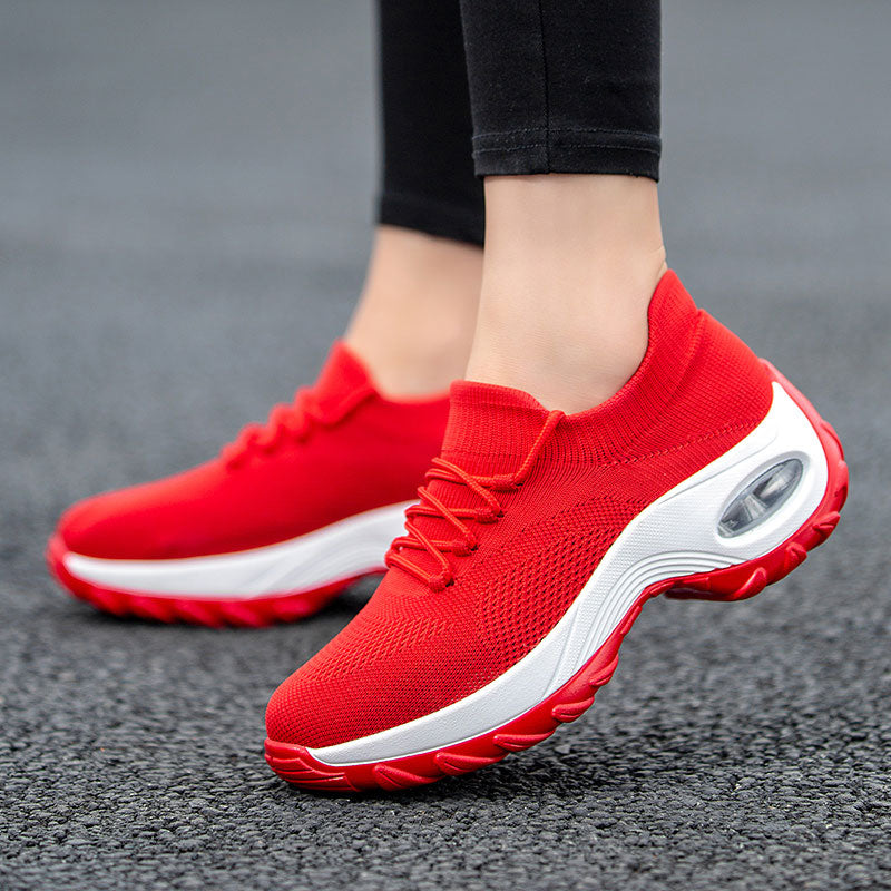 Flying Woven Wedges Casual Shoes Women High Heel Sneakers Women Platform Shoes Zapatilla De Mujer Outdoor Walking Shoes