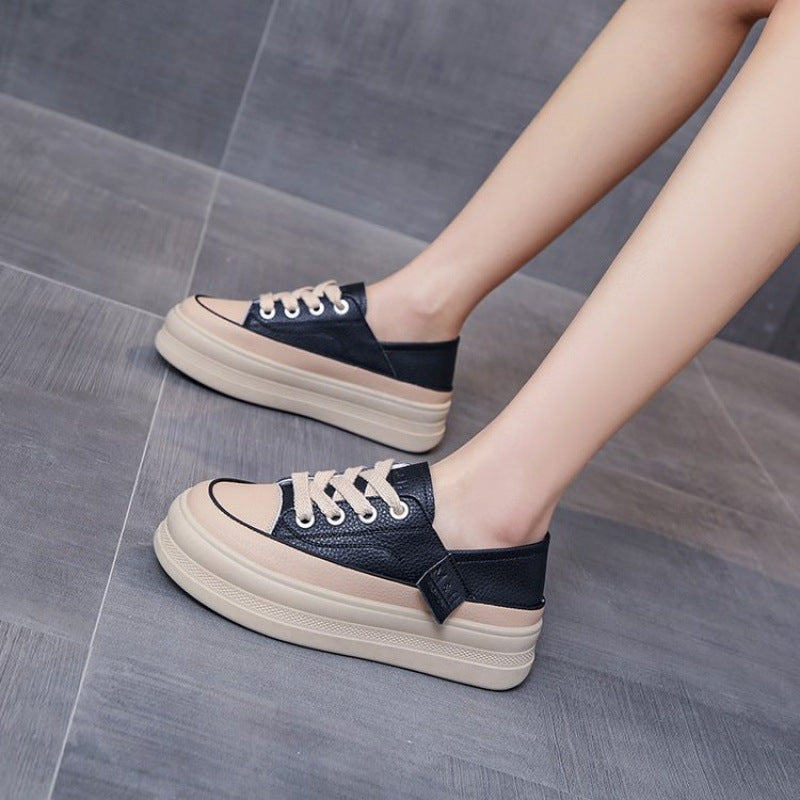 Soft soled white shoes for women wearing thick soled board shoes are fashionable breathable versatile and trendy casual shoes