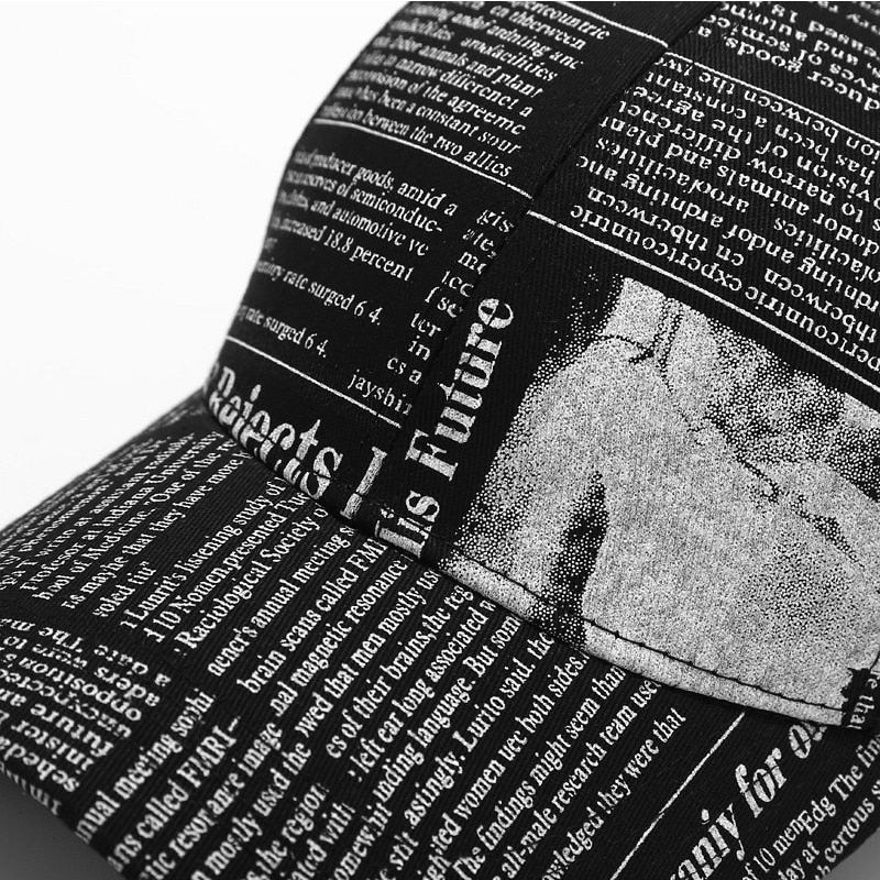 FS Winter Retro Newspaper Pattern Cappellino Baseball Cap Trendy Yellow Pink Hip Hop Hats For Men Women Gorras Para Hombre