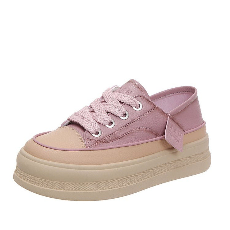 Soft soled white shoes for women wearing thick soled board shoes are fashionable breathable versatile and trendy casual shoes