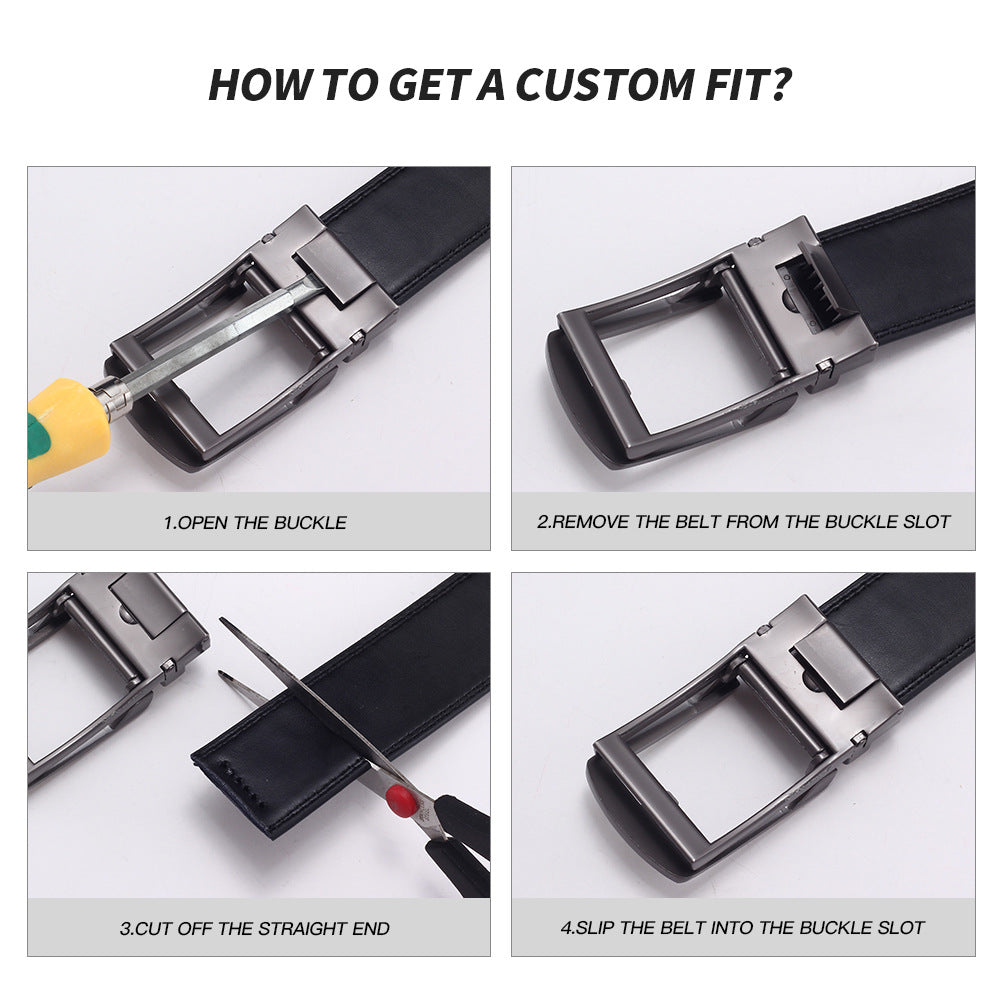 High end buckle men's leather automatic buckle leather sports belt pure leather waist belt for men