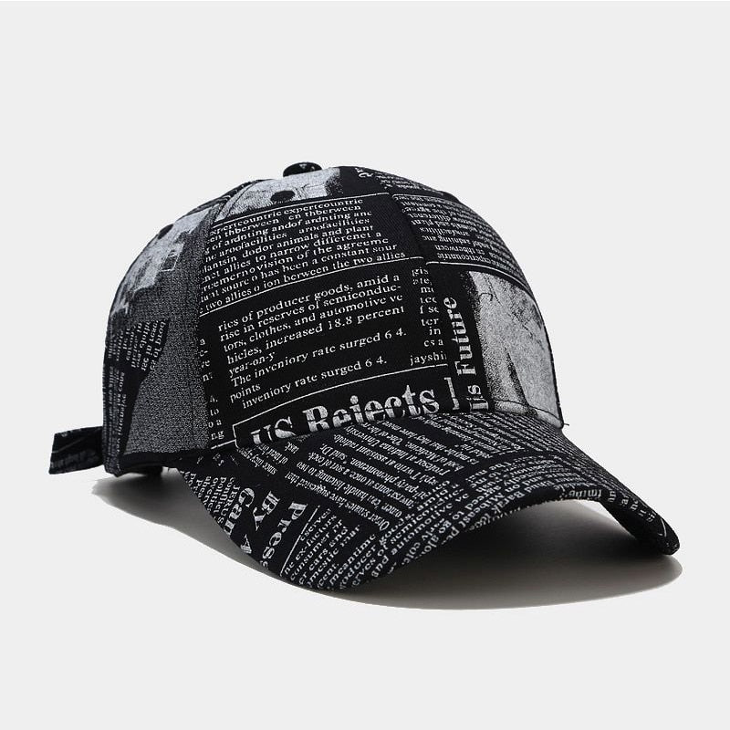 FS Winter Retro Newspaper Pattern Cappellino Baseball Cap Trendy Yellow Pink Hip Hop Hats For Men Women Gorras Para Hombre