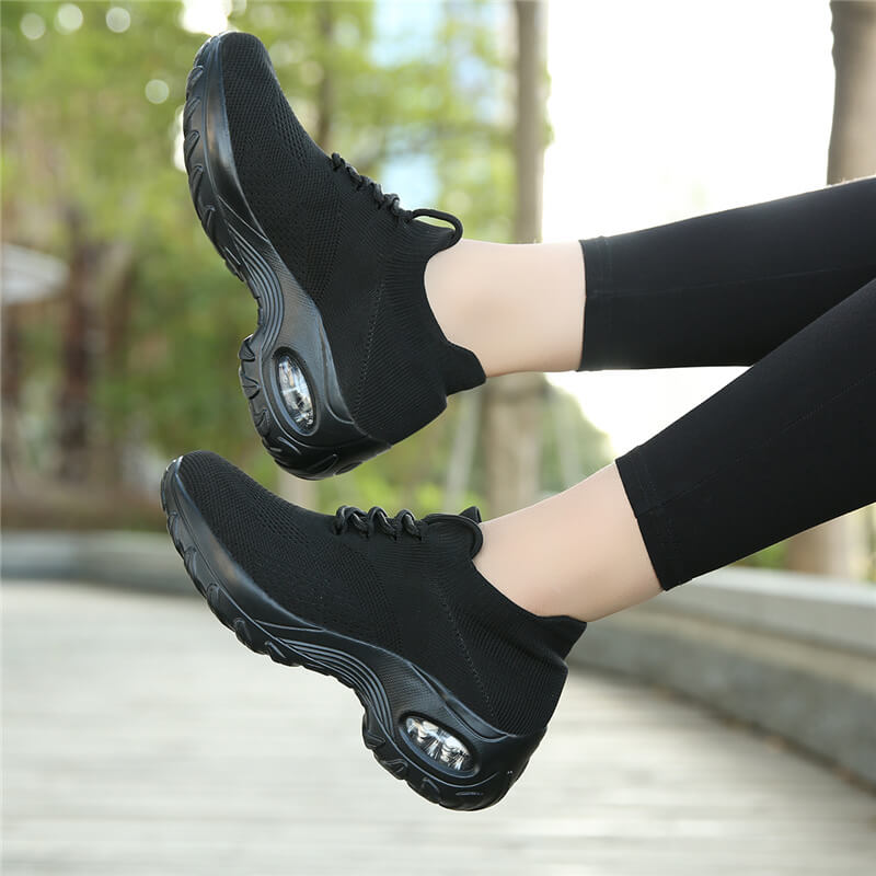 Flying Woven Wedges Casual Shoes Women High Heel Sneakers Women Platform Shoes Zapatilla De Mujer Outdoor Walking Shoes