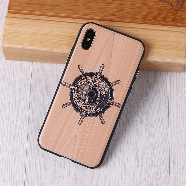 Imitative Wood Cover For 6 7 7Plus 8 8Plus X XS Max 3D Relief Elephone Vintage Style Phone Cases Cover Capa Fundas