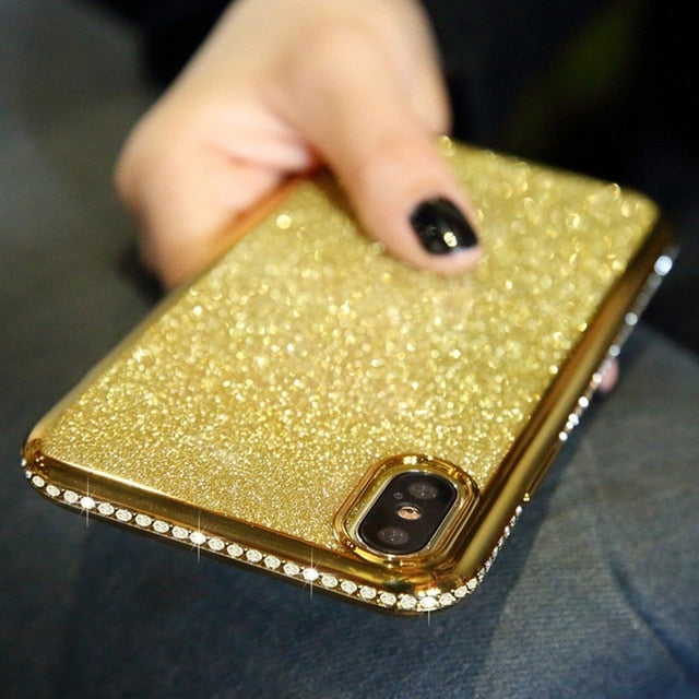 Rhinestone Glitter Case for iphone XS MAX XR 10 X 7 8 Plus 6 6s Soft Silicone TPU Diamond Sexy Girl Protector Back Cover