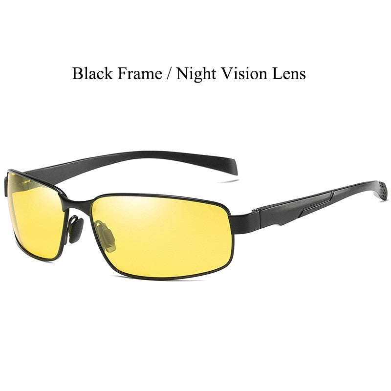Aluminum Sunglasses Men Outdoor Sports Driving Polarized Sun Glasses UV400 Anti-UV Male Rectangle With Anti-skid Belt