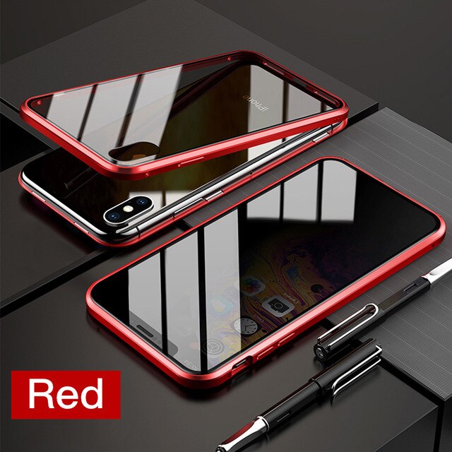 Privacy Magnetische Gehard Glas Case voor iPhone X XS MAX 8 7 Plus Anti Peep Telefoon Shell 360 Volledige Shockproof protector Clear Capa
