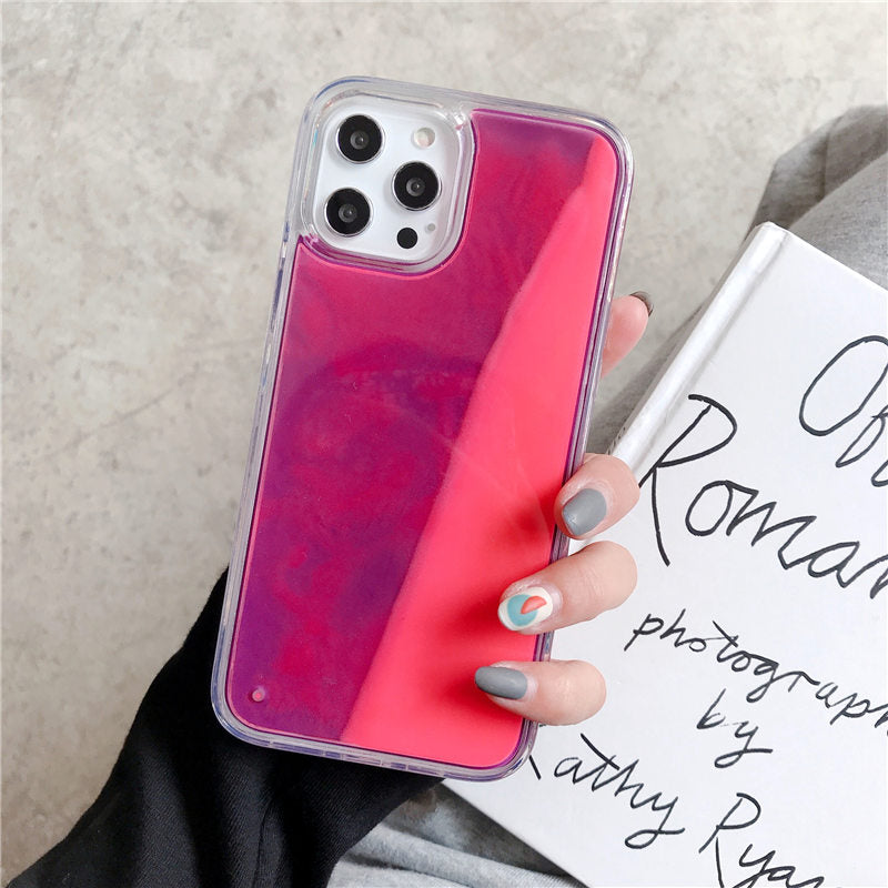 Luminous Phone Case For iPhone 12 11 12 Pro Max XR XS Max X 7 8 Plus 12 Mini 12Pro 12 11 Glitter Neon Sand Back Cover