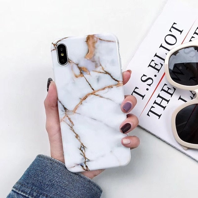 Luxury Marble Case For iPhone 7 Case Soft Silicone Back Cover For iPhone 6 6S 7 Plus 8 Plus Coque iPhone X XR XS Max Case Cover