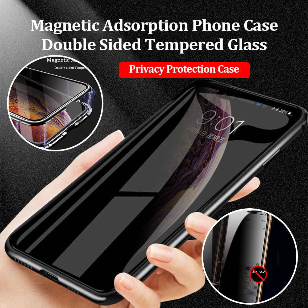 Privacy Magnetische Gehard Glas Case voor iPhone X XS MAX 8 7 Plus Anti Peep Telefoon Shell 360 Volledige Shockproof protector Clear Capa