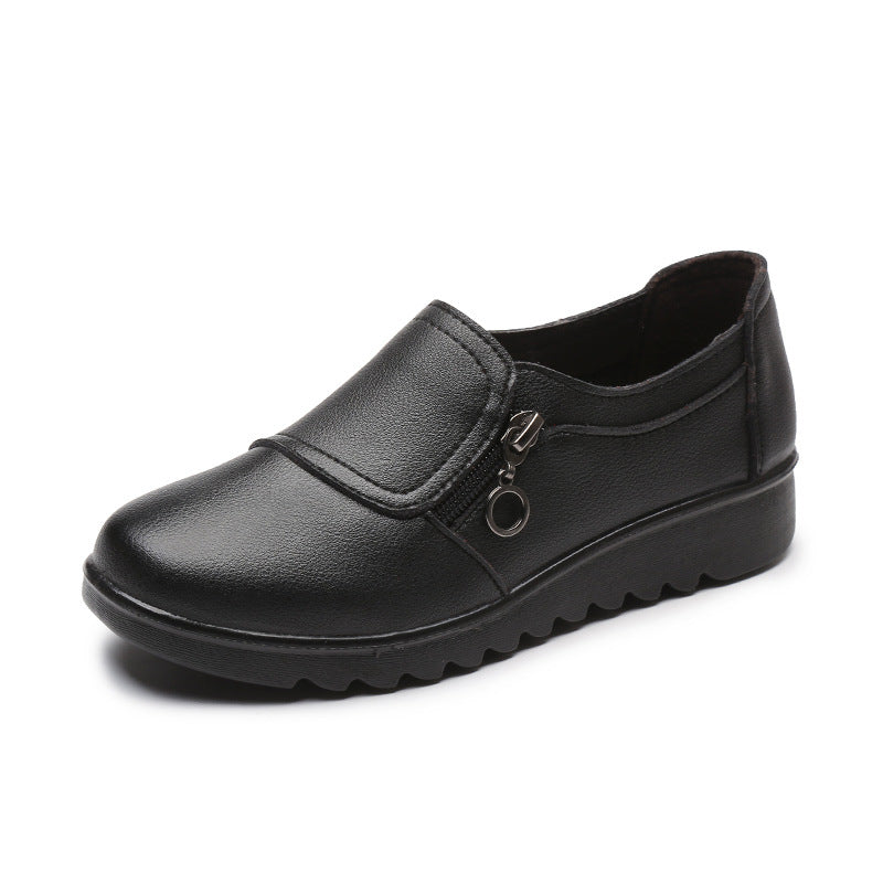 Single Shoes Women's Spring And Autumn New Middle Age And Elderly Women's Shoes Leather Shoes Grandma Shoes Ins Elderly Shoes