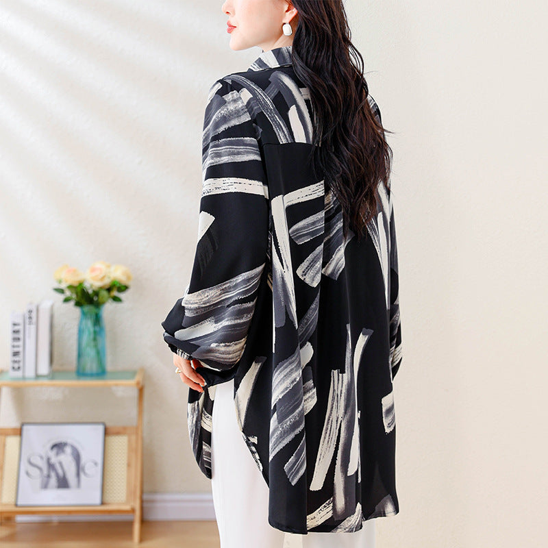 Print Mid-Length Blouse for Women