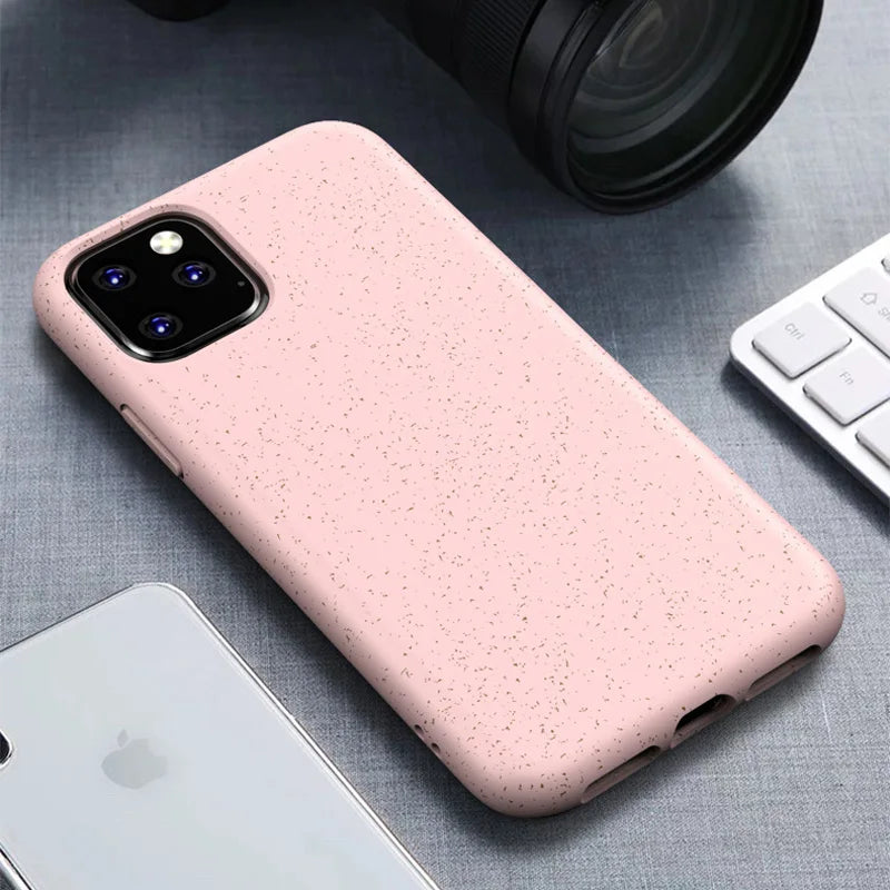 LOVECOM Wheat Straw Candy Color Phone Case For iPhone 11 Pro Max XR XS Max 6 6S 7 8 Plus X Soft Silicone Eco-friendly Back Cover