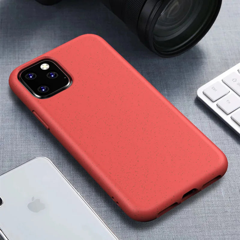 LOVECOM Wheat Straw Candy Color Phone Case For iPhone 11 Pro Max XR XS Max 6 6S 7 8 Plus X Soft Silicone Eco-friendly Back Cover