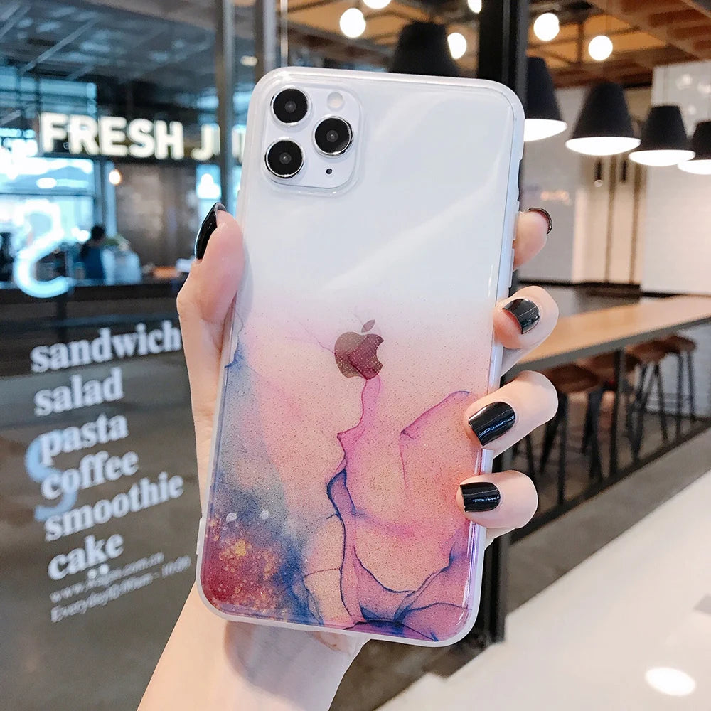 Vintage Colorful Marble Phone Case For iPhone 12 11 Pro Max