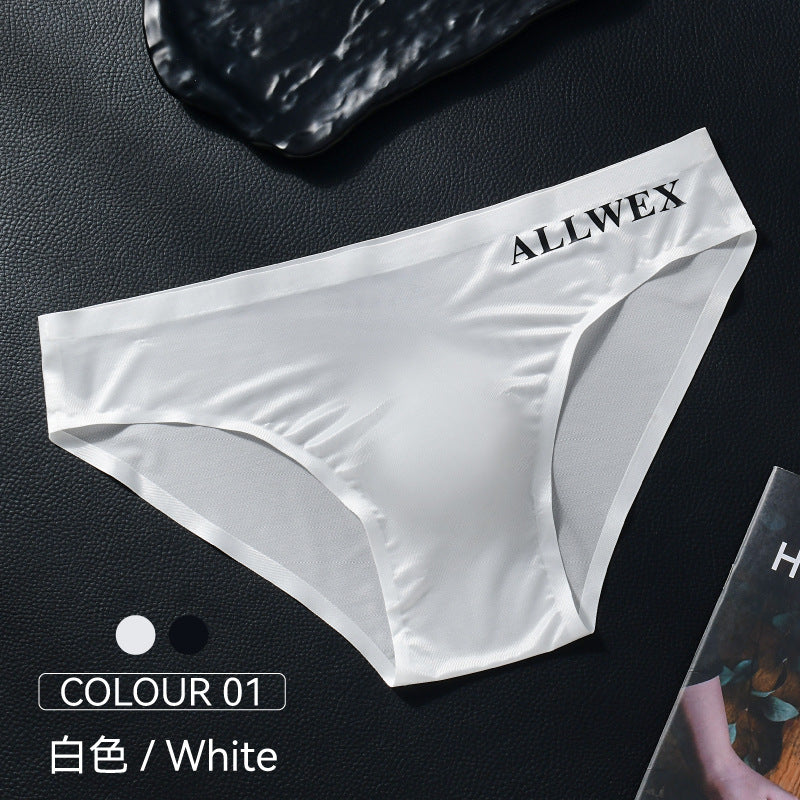 Foreign Trade Low-Waisted Lightweight Briefs Underwear Summer Transparent Letter-Covered Sports Ice Silk Sexy Men's Egg-Covered Breathable