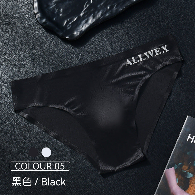 Foreign Trade Low-Waisted Lightweight Briefs Underwear Summer Transparent Letter-Covered Sports Ice Silk Sexy Men's Egg-Covered Breathable