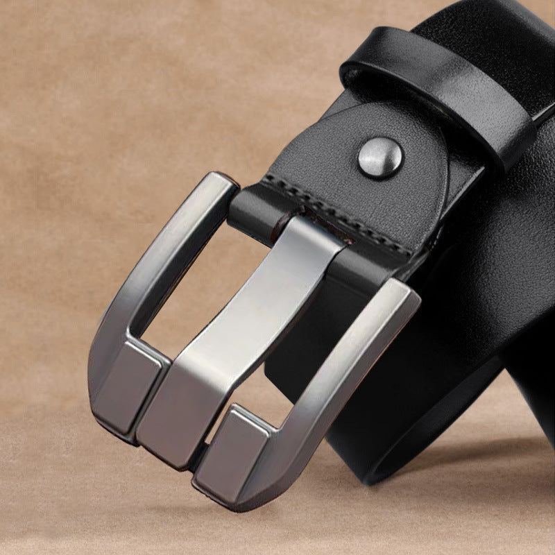 New Men's Belt Fashion Pin Buckle High-end Business Belt Simple Casual All-match Trouser Belt Men's One-piece Hair