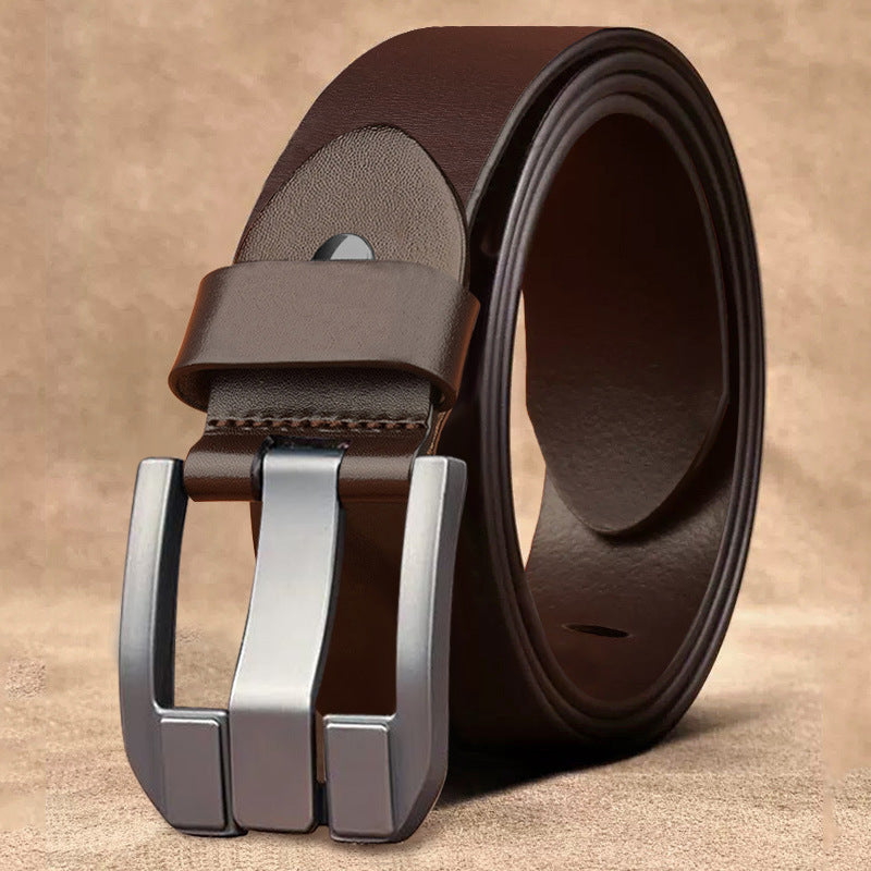 New Men's Belt Fashion Pin Buckle High-end Business Belt Simple Casual All-match Trouser Belt Men's One-piece Hair