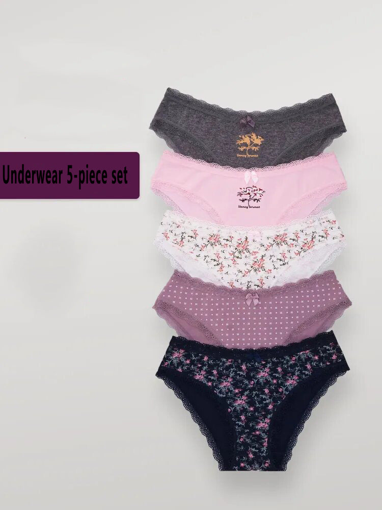 Foreign Trade Cross-border Multi-size Women's Cotton Triangle Women's Underwear Printed Naked Comfortable Quick-drying Smooth European and American Combination