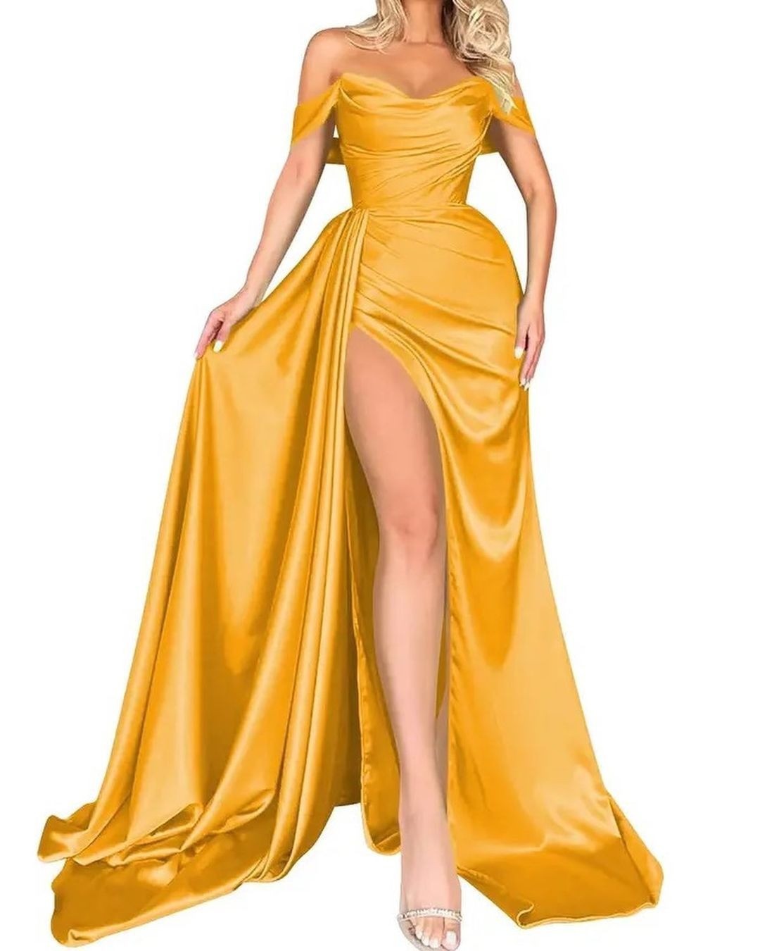 2025 Direct Sales Cross-Border Foreign Trade Banquet High Slit Sexy Host One-Shoulder Slimming Party Evening Dress