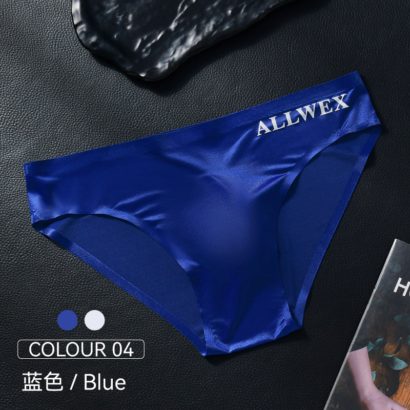 Foreign Trade Low-Waisted Lightweight Briefs Underwear Summer Transparent Letter-Covered Sports Ice Silk Sexy Men's Egg-Covered Breathable