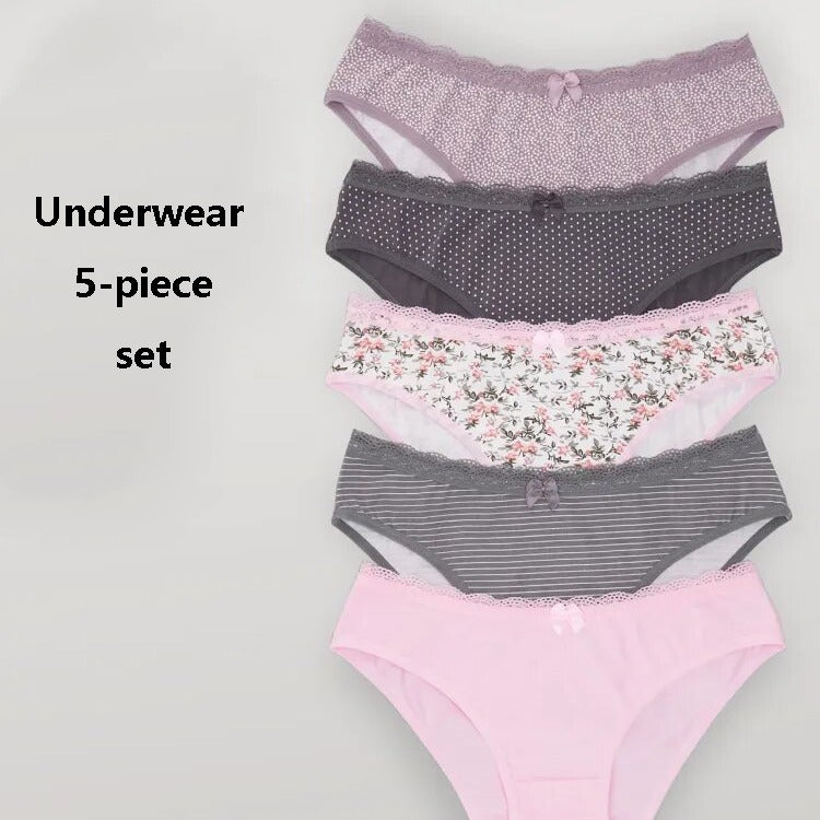 Cross-Border Foreign Trade Women's Pure Cotton Mid-Waist Triangle Women's Underwear Sports Plus Fat European and American Multi-Size Combination Underwear