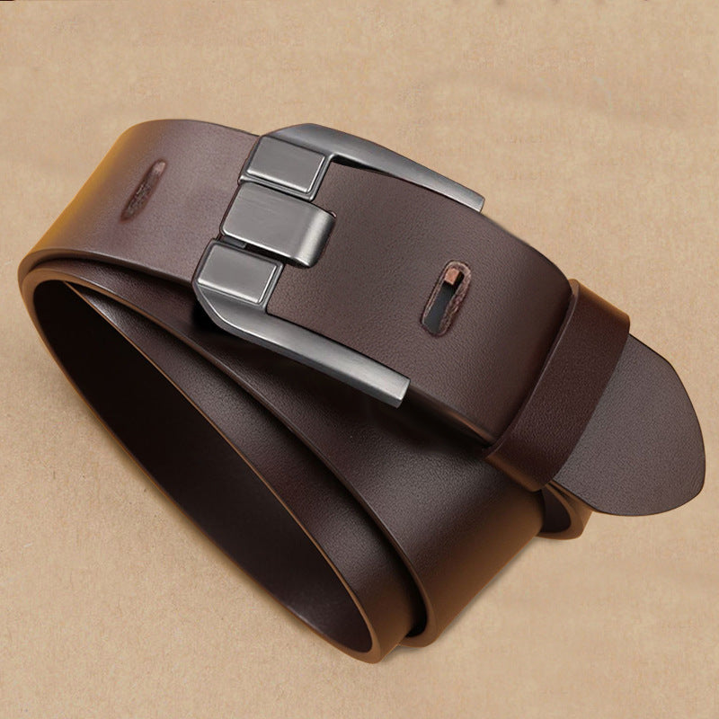 New Men's Belt Fashion Pin Buckle High-end Business Belt Simple Casual All-match Trouser Belt Men's One-piece Hair