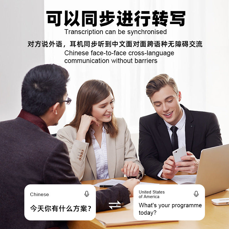 Cross-Border Popular Ai Translation Bluetooth Headset T2 Multi-Language Real-Time Translation Smart Wireless Ear-Hook Headset