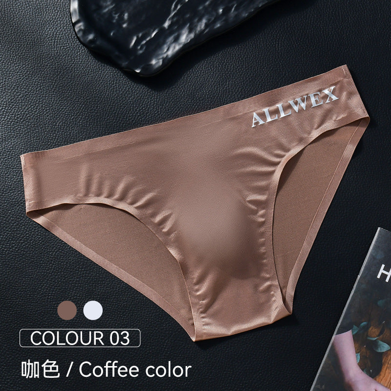 Foreign Trade Low-Waisted Lightweight Briefs Underwear Summer Transparent Letter-Covered Sports Ice Silk Sexy Men's Egg-Covered Breathable