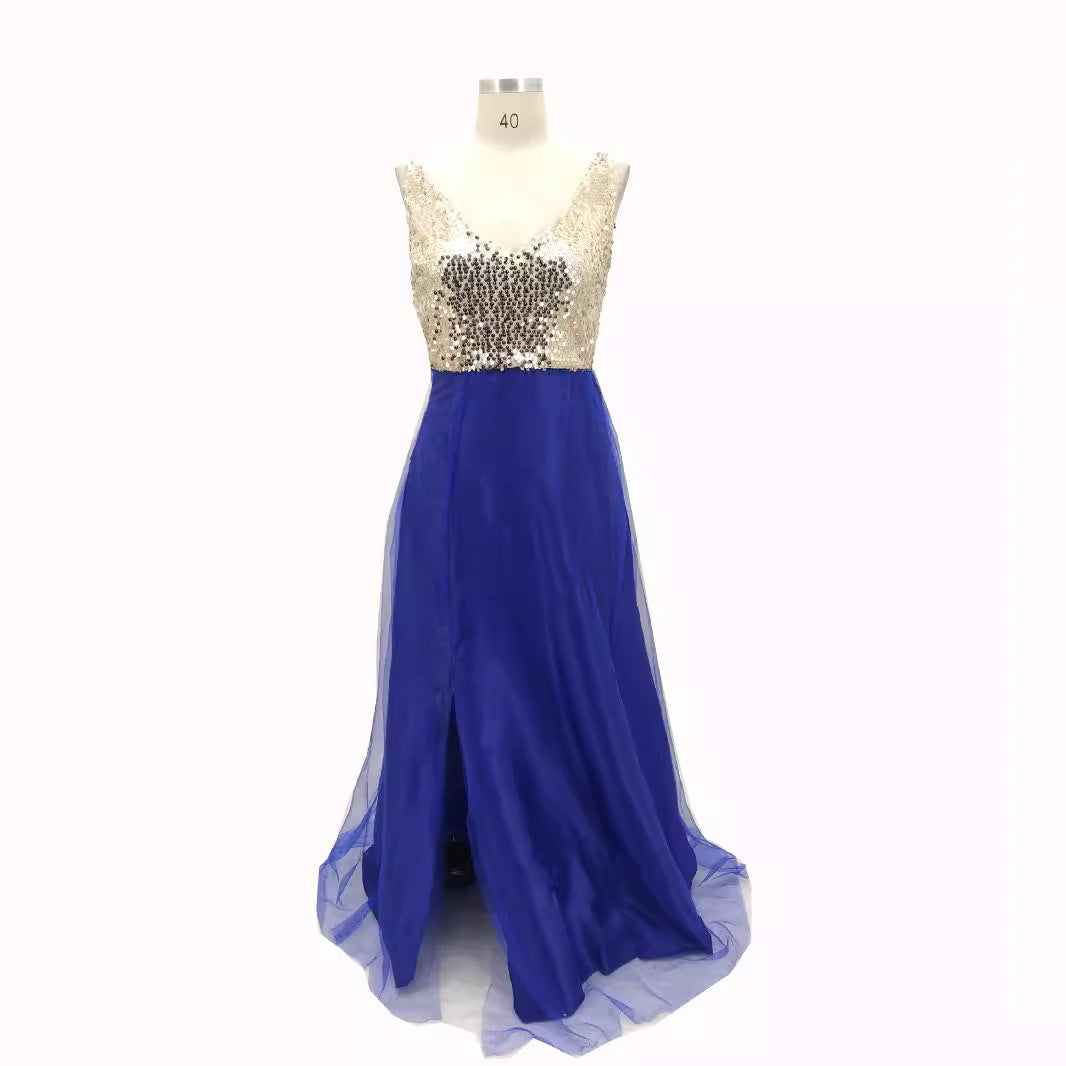 Factory direct European and American cross-border ebay wish AliExpress explosion sequined sleeveless dress long dress