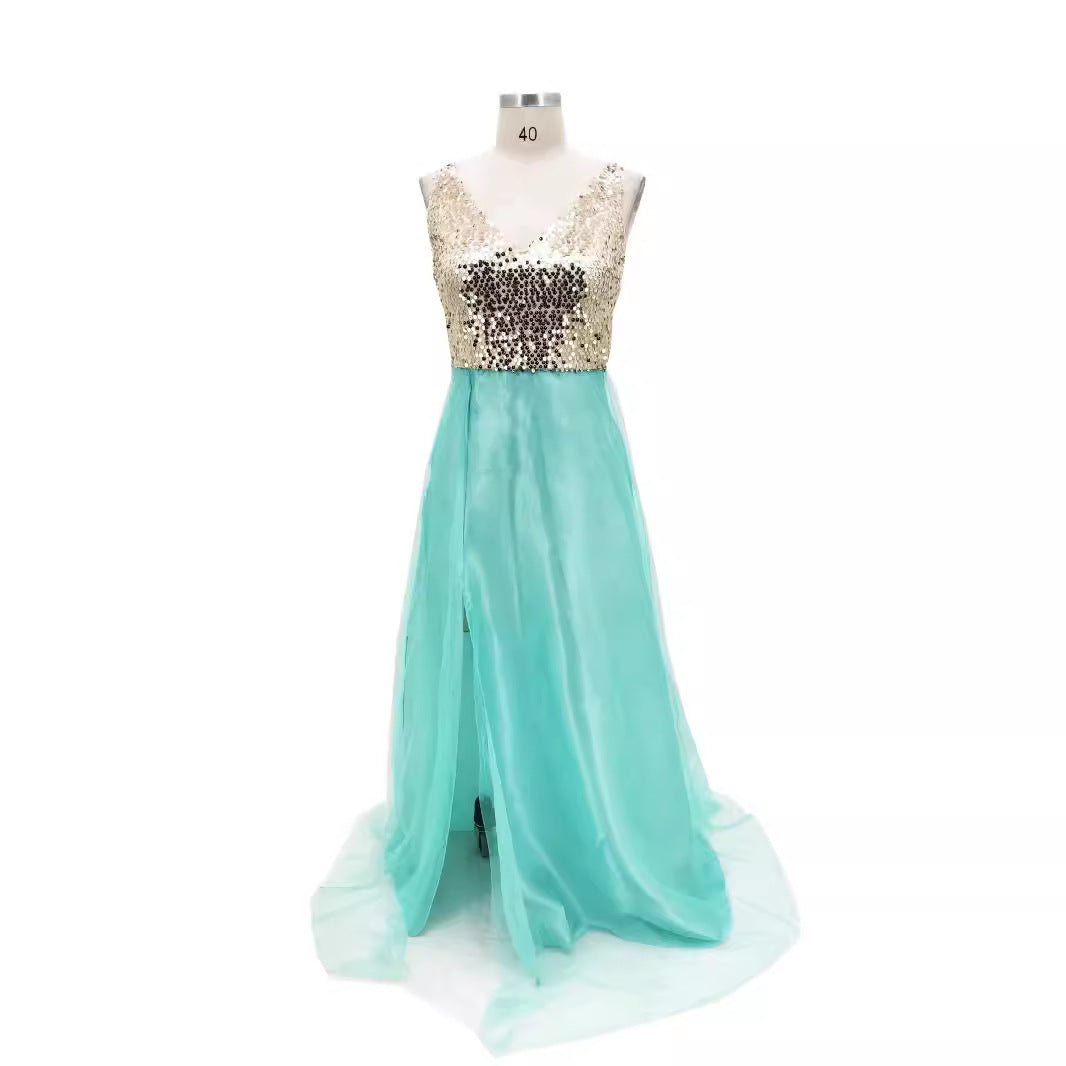Factory direct European and American cross-border ebay wish AliExpress explosion sequined sleeveless dress long dress
