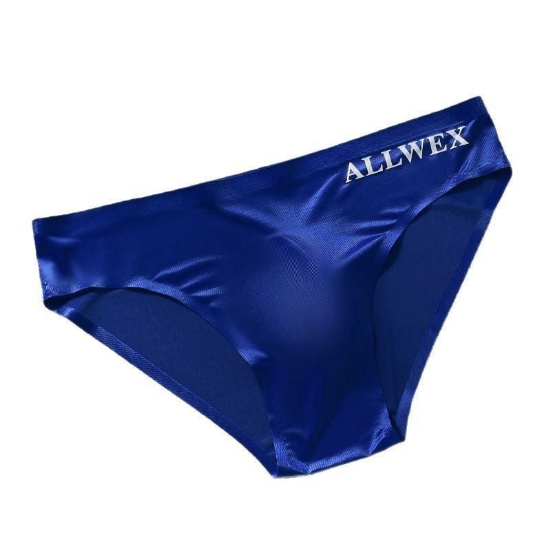 Foreign Trade Low-Waisted Lightweight Briefs Underwear Summer Transparent Letter-Covered Sports Ice Silk Sexy Men's Egg-Covered Breathable