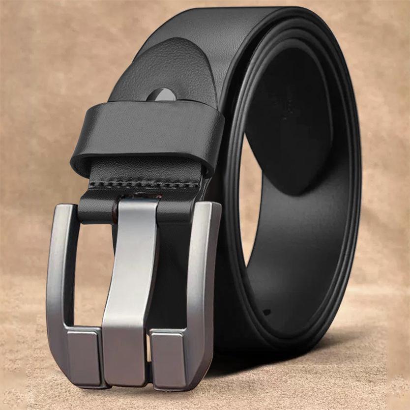 New Men's Belt Fashion Pin Buckle High-end Business Belt Simple Casual All-match Trouser Belt Men's One-piece Hair