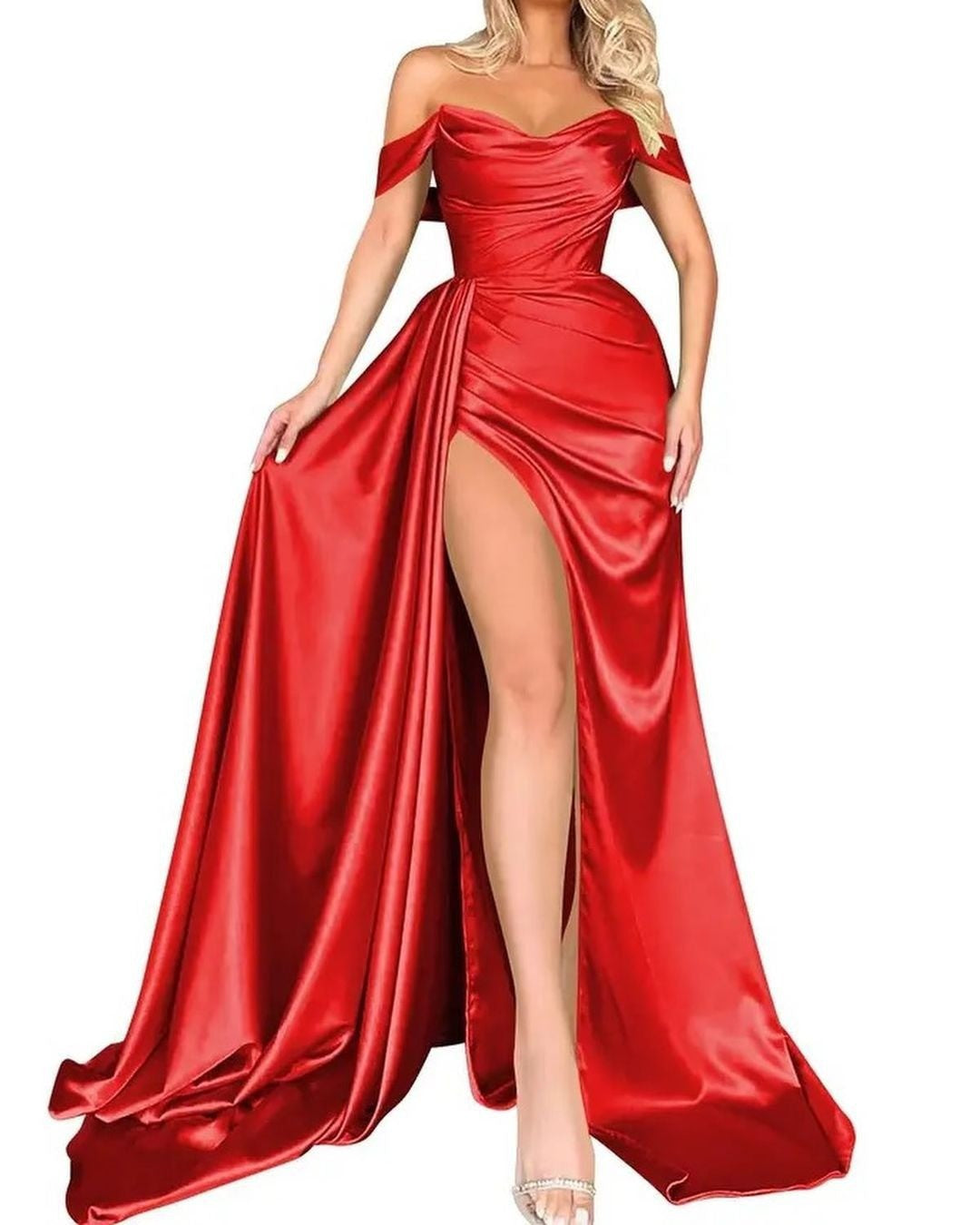 2025 Direct Sales Cross-Border Foreign Trade Banquet High Slit Sexy Host One-Shoulder Slimming Party Evening Dress