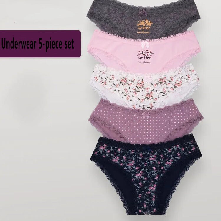 Foreign Trade Cross-border Multi-size Women's Cotton Triangle Women's Underwear Printed Naked Comfortable Quick-drying Smooth European and American Combination