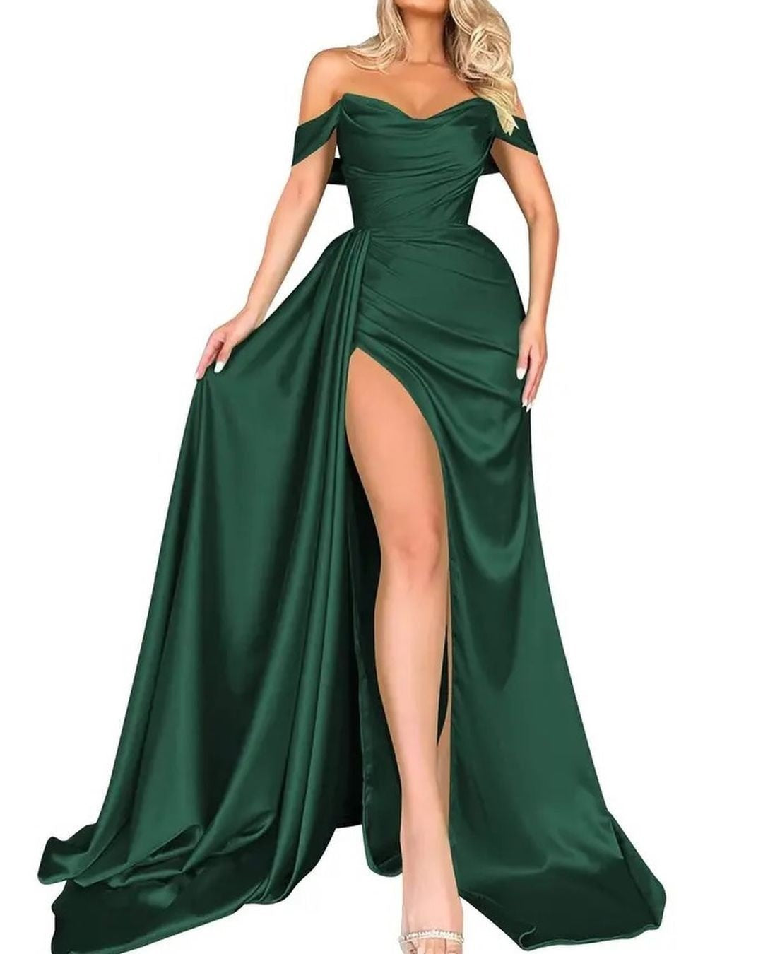 2025 Direct Sales Cross-Border Foreign Trade Banquet High Slit Sexy Host One-Shoulder Slimming Party Evening Dress