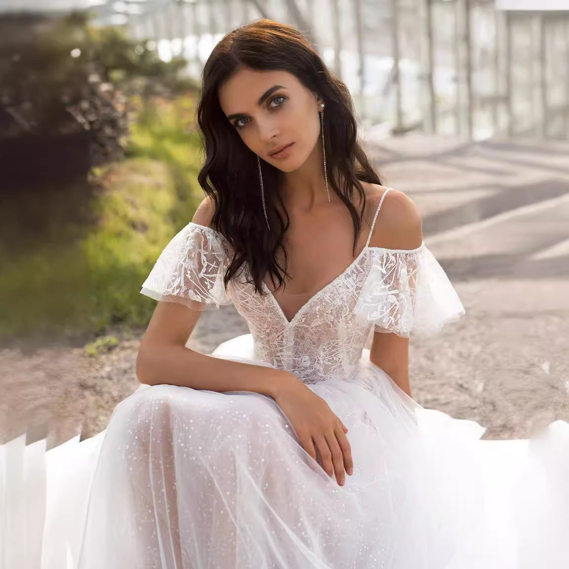 2025 Cross-Border Spring New European and American Plus-Size Wedding Dress Slim Fit Floor-Length Lace Dress for Plus-Size Women