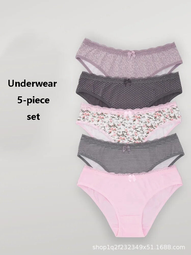 Cross-Border Foreign Trade Women's Pure Cotton Mid-Waist Triangle Women's Underwear Sports Plus Fat European and American Multi-Size Combination Underwear