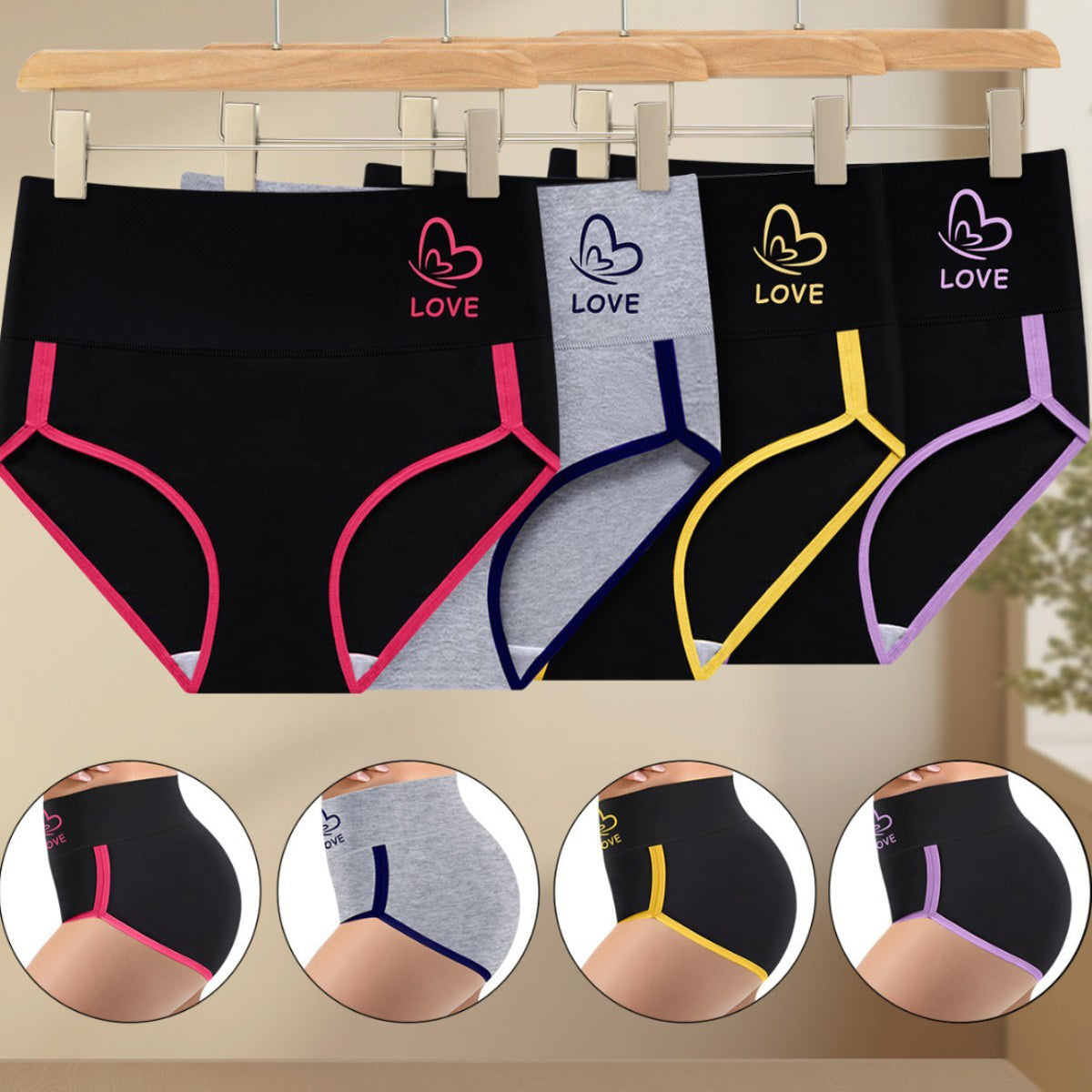 Cross-border Europe and the United States plus size 4 pairs of underwear stitching fashion hip briefs TK Xiyin foreign trade wholesale women's underwear